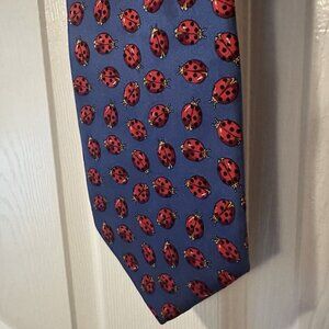Beaufort Tie Company The Rack - Classic, Navy Blue with Ladybugs 100% Silk Tie